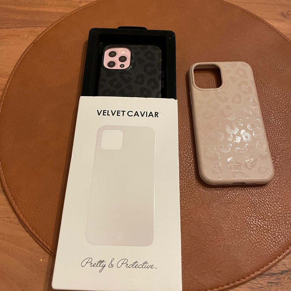Velvet Cavies iPhone 12 Pro Cases - Leopard Collection - Nude and Black